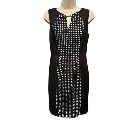 Calvin Klein Womens Black & White Sheath Dress Knee length New with tags Size 4 - Picture 1 of 12